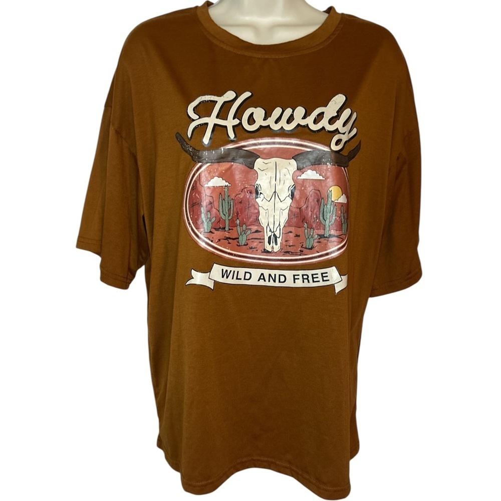 SHEIN Brown 'Howdy' Graphic Tee